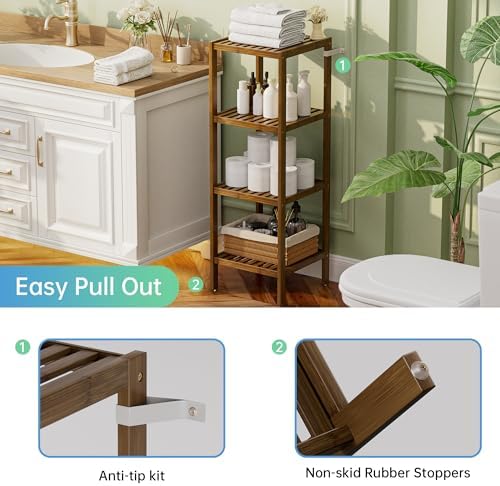 SMIBUY 5-Tier Bamboo Storage Shelf Walnut Finish