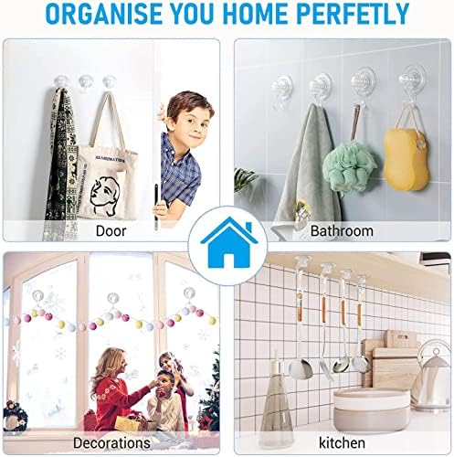 Quntis Wreath Hanger 6 Pack - Clear Suction Cup Hooks