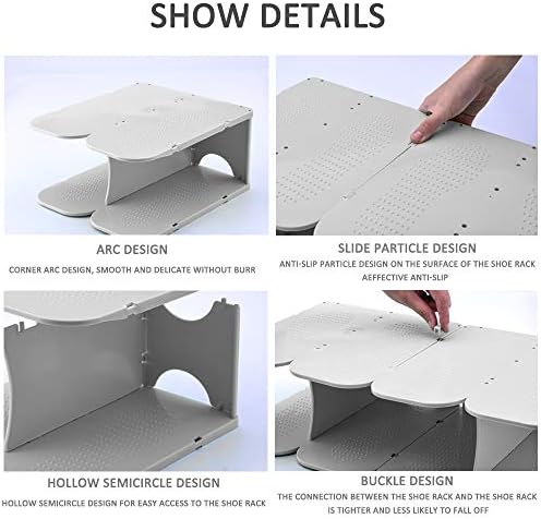 ACPOP 6-Tier Free Standing Shoe Rack Adjustable Vertical Narrow Stackable Organizer for Small Spaces and Entryway Grey