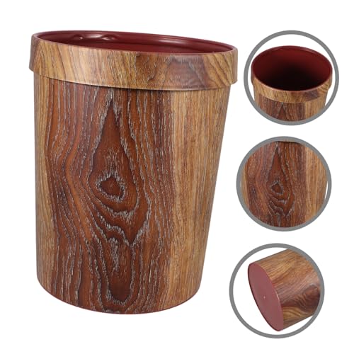 DOITOOL Decorative Trash Can with Wood Grain Design
