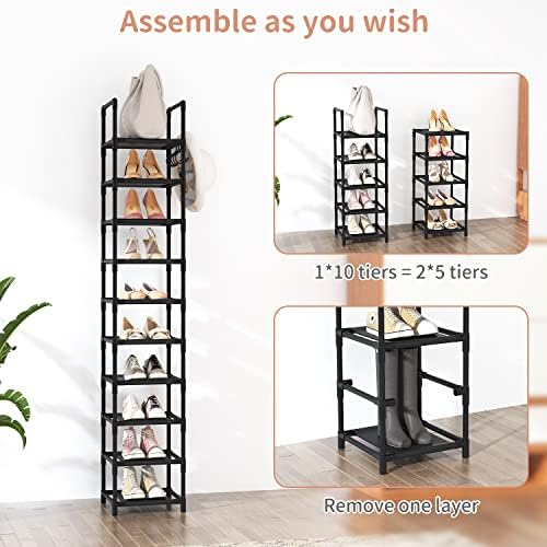 Tall Narrow Shoe Rack for Entryway 10 Tier Storage