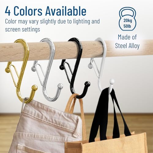 10-Pack Silver S Hooks with Safety Buckle