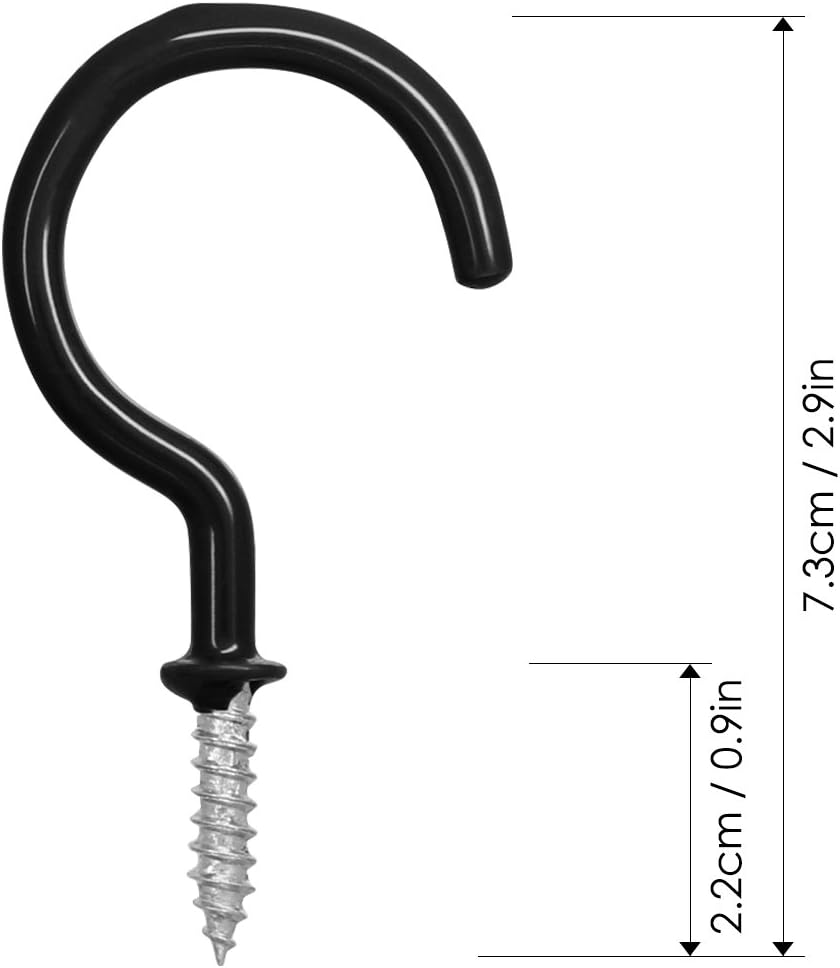 25 Pack Vinyl Ceiling Hooks for Kitchen Storage - Black