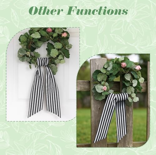 Elegant Black and White Wreath Sash for Front Door