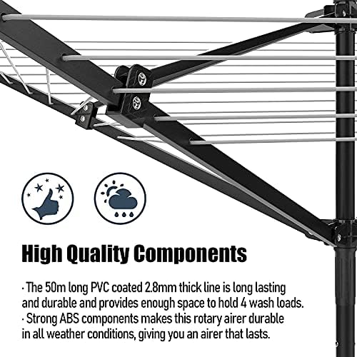 Nisorpa Outdoor Umbrella Drying Rack with 165 Feet Clothesline