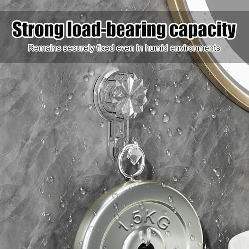 4Pcs Suction Hooks Heavy Duty Wreath Hangers Waterproof Reusable for Bathroom Kitchen Bedroom Living Room Cabinet