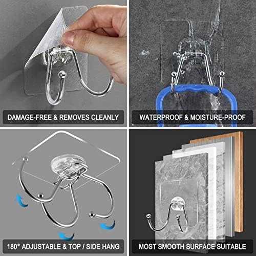 15 Pack Clear Double Adhesive Wall Hooks