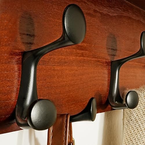 SKOLOO Wall Shelf with Hooks 24-Inch Cherry Coat Rack Organizer - Lightweight Sturdy