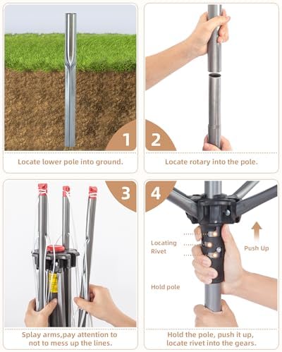 STORAGE MANIAC Outdoor Umbrella Drying Rack with 12 Lines and 164 Feet Drying Space