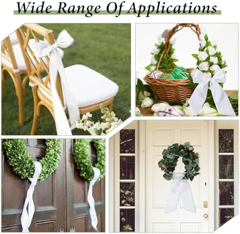 White Wreath Sash for Front Door Decor DIY Monogram Ribbon 47 x 56 Inches