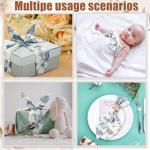 XunYee 6 Pcs Blue White Wreath Sash for Decor