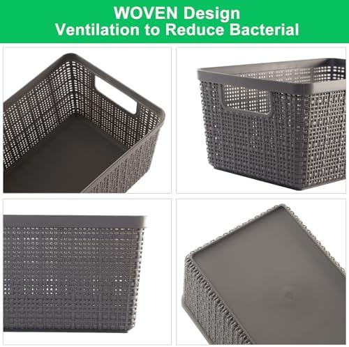 6 Pack Stackable Plastic Baskets With Lids