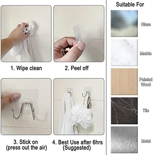 15 Pack Clear Double Adhesive Wall Hooks