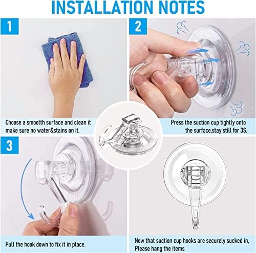 Quntis Wreath Hanger 6 Pack - Clear Suction Cup Hooks