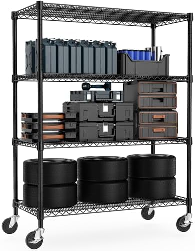 Heavy Duty 4 Tier Metal Shelving Unit Black