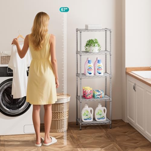 SINGAYE 5 Tier Adjustable Wire Shelf Unit Gray