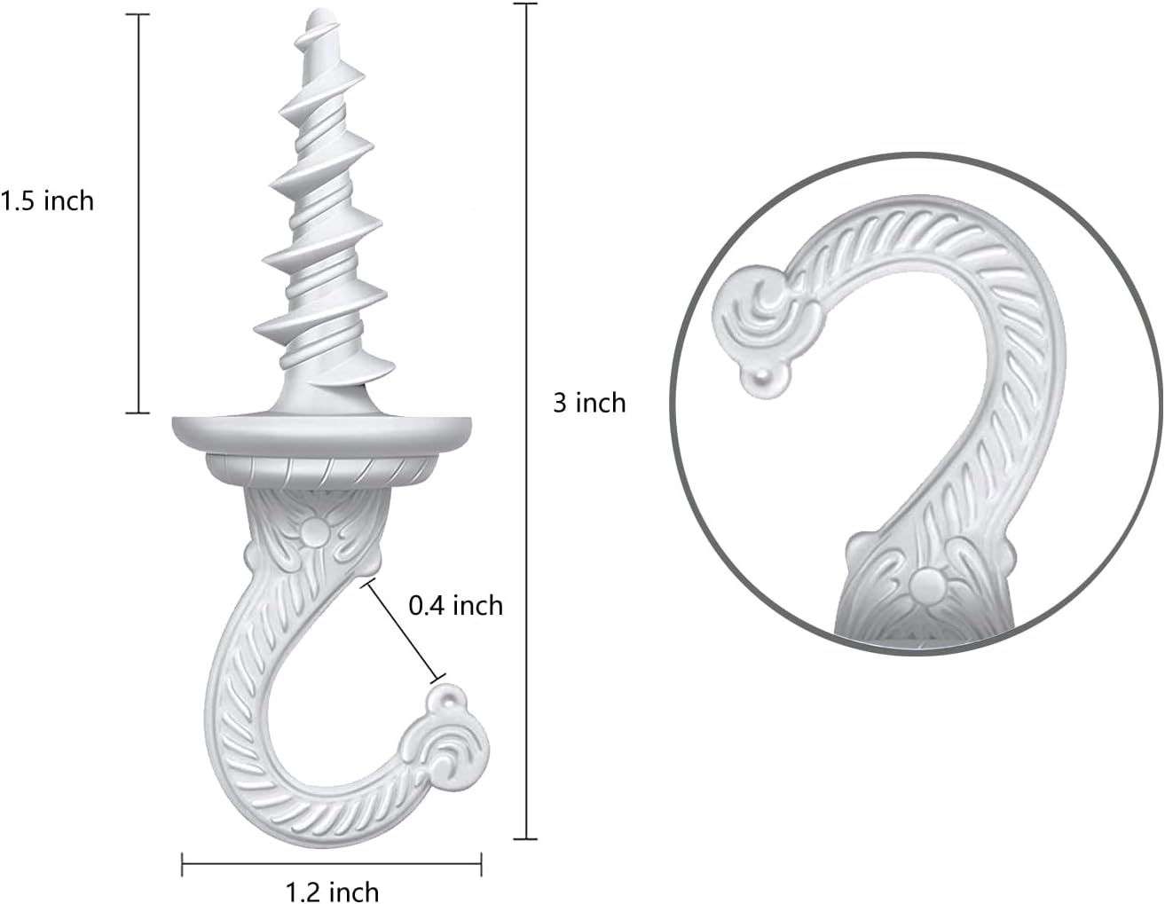 4 Pieces Heavy Duty Swag Ceiling Hooks for Hanging Plants and Decorations White