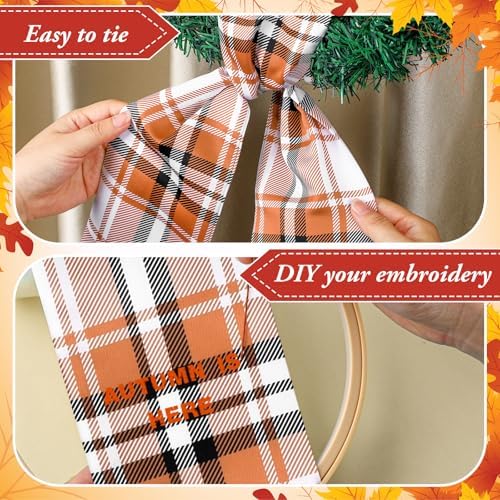 Fall Plaid Wreath Sash for Front Door and Garland