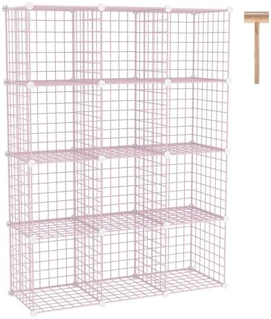 CAHOME Wire Cube Storage 12 Units Pink