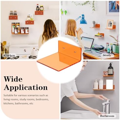 6 Inches Orange Wall Shelves Set of 2