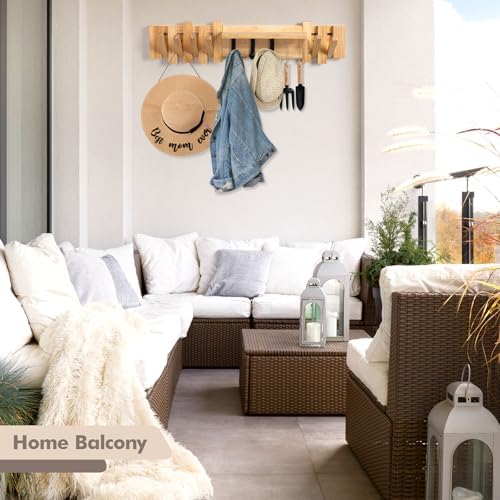 Zingoetrie Wooden Coat Rack with 11 Hooks Wall Mount