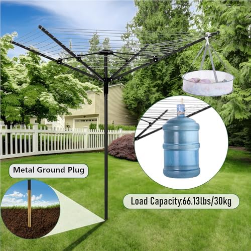 Nisorpa Outdoor Umbrella Drying Rack with 165 Feet Clothesline
