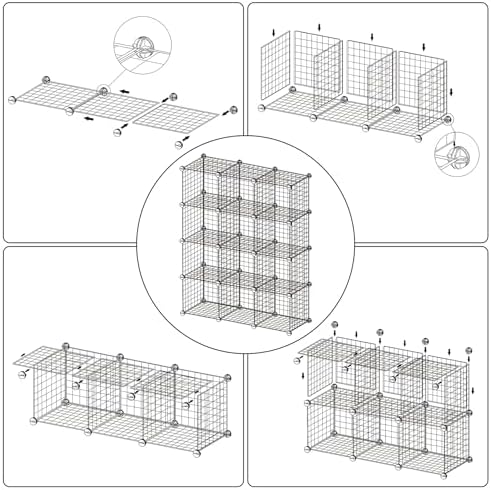 CAHOME Wire Cube Storage 12 Units Pink