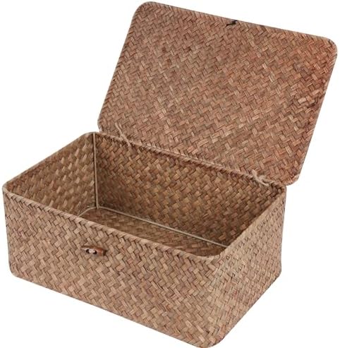 FEILANDUO Wicker Shelf Baskets with Lid 1