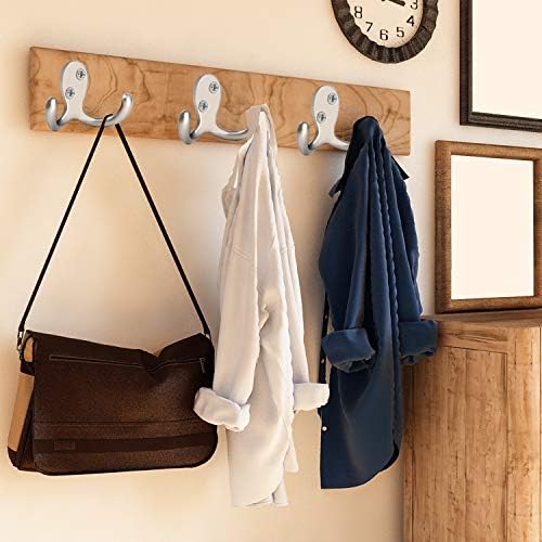 IBosins 8 Pack Heavy Duty Double Prong Coat Hooks Wall Mounted with Screws