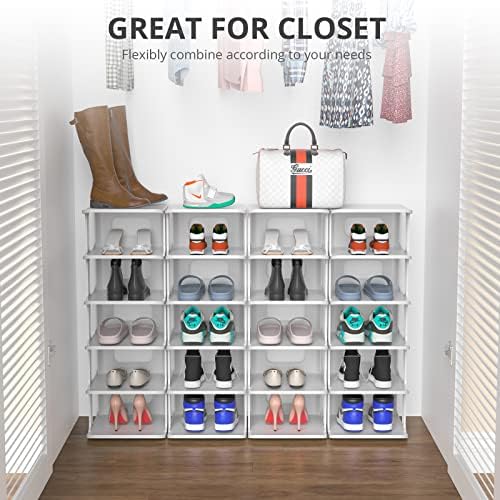 ZOINLIY Stackable Shoe Organizer for Small Spaces Grey Free Standing Rack