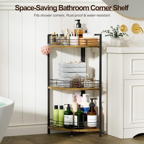 BUTUNITA 3-Tier Corner Shelf Unit - Brown