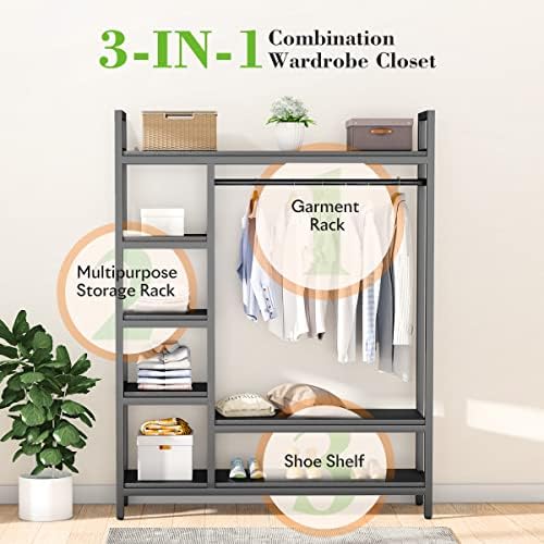 HOKEEPER 600lbs Free Standing Closet Organizer with 6 Metal Shelves Heavy Duty Clothing Rack