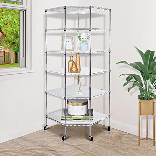 6 Tier Wire Shelving Unit on Wheels for Home Organization