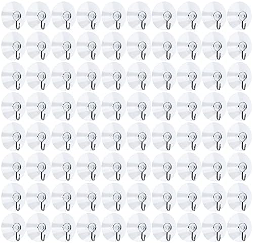 Yesland 80 Pcs Suction Wall Hooks Clear PVC and Metal