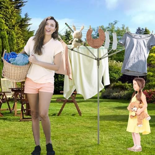 Outdoor Umbrella Drying Rack with 4 Arms and 165 Feet Clothesline