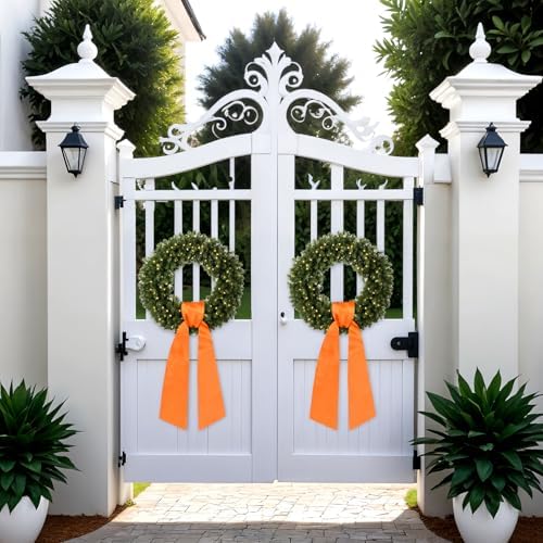 2Pcs Autumn Orange Satin Wreath Sash for Front Door