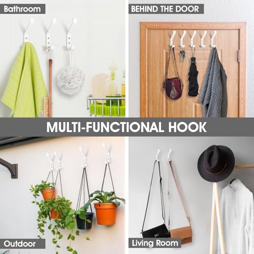 GlazieVault Wall Coat Hooks 5 Pack Heavy Duty Rust Free