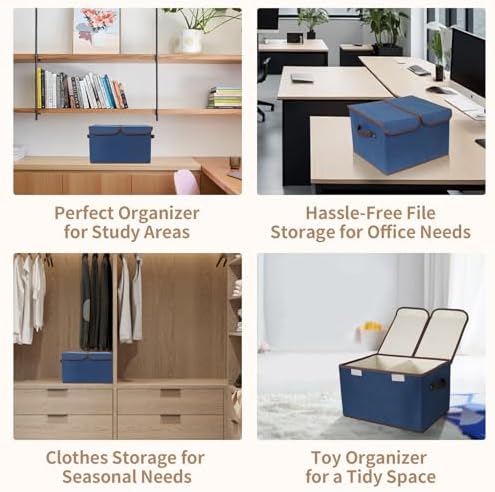 Foldable Fabric Storage Box with Double Lid and Dividers