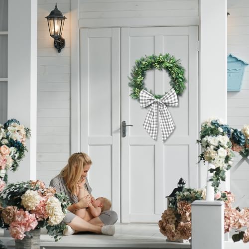 Gray Buffalo Plaid Wreath Sash for Front Door