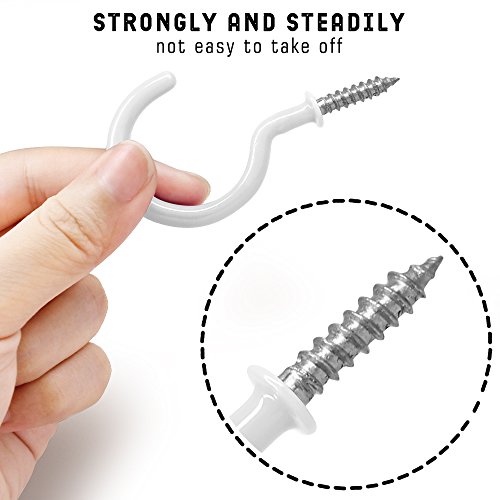 25 Pack Vinyl Ceiling Hooks for Indoor and Outdoor Use - White