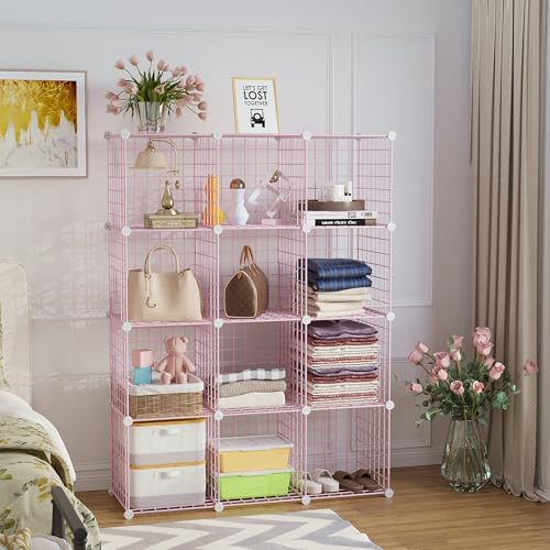 CAHOME Wire Cube Storage 12 Units Pink