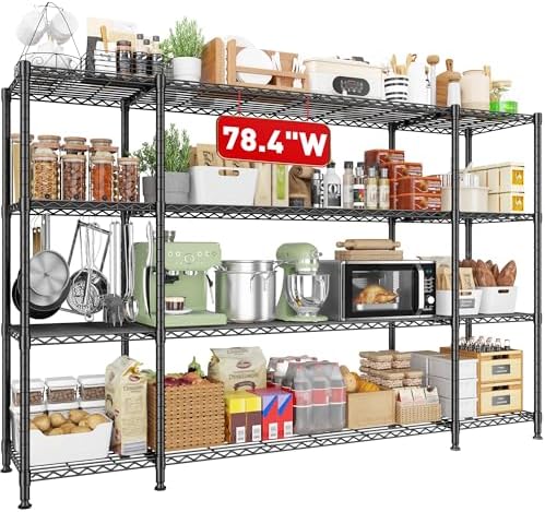 REIBII 784W 4-Tier Metal Shelving Unit 1500LBS Load Capacity