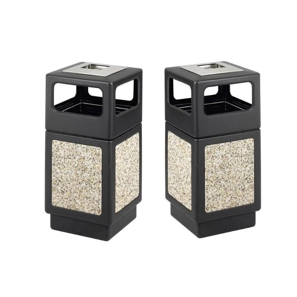 Home Square 2 Piece Outdoor Trash Can Set in Black