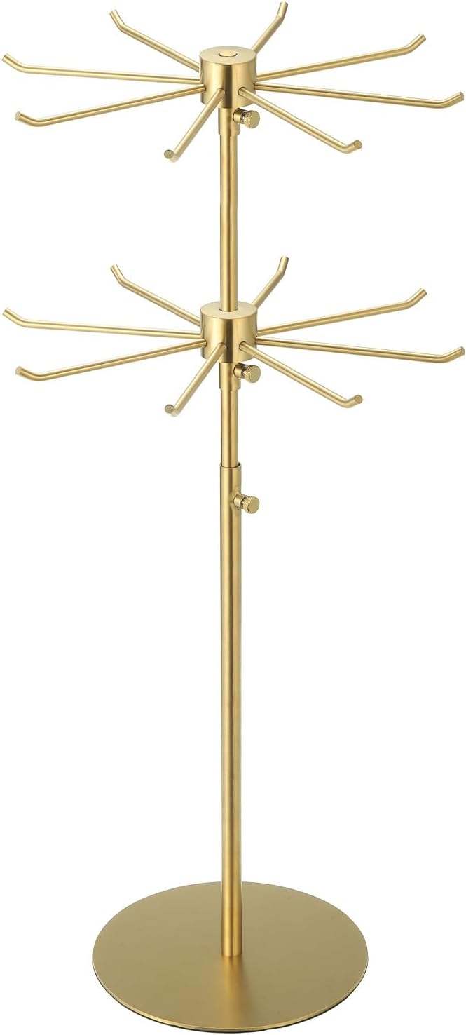 Uxcell Keychain Display Stand 1Pcs - 2 Layer Rotating Jewelry Holder with 8 Hooks