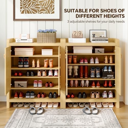Senlin Rattan Shoe Cabinet with 5-Tier Storage and Rounded Corners
