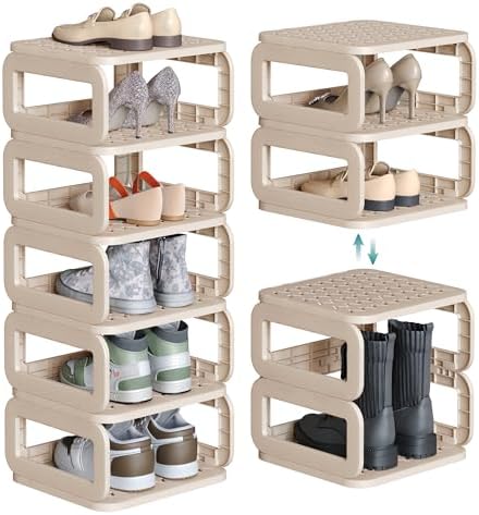 SONGMICS Narrow Shoe Rack with 6 Shelves