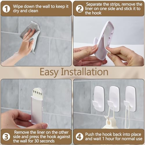 4 Pack Jumbo Utility Hooks with 12 Adhesive Strips