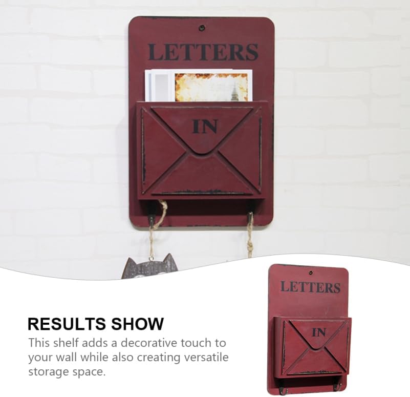 VOSAREA Rustic Key Holder with 2 Hooks Floating Shelf