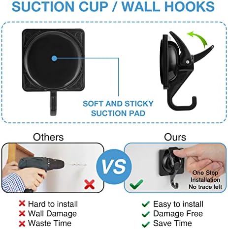 Suction Cup Wreath Hanger 2Pack Black Heavy Duty Window Waterproof Shower Hooks for Bathroom Towel Glass Door Camper
