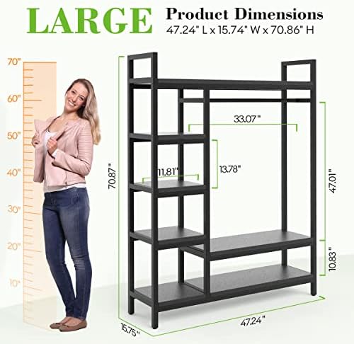 HOKEEPER 600lbs Free Standing Closet Organizer with 6 Metal Shelves Heavy Duty Clothing Rack